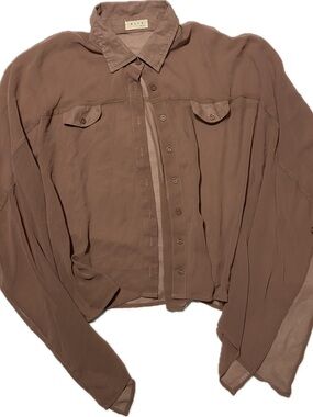 BLVD Button-Down Shirt in Taupe Brown